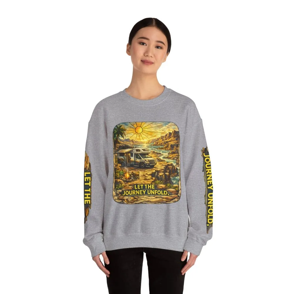 9229077665127903379_2048.jpeg Unisex Heavy Blend™ Crewneck Sweatshirt — "Let The Journey Unfold" Design Cubic-Line