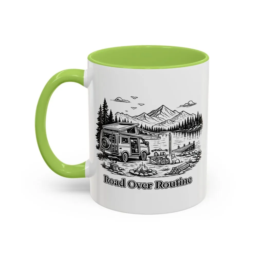 923416777704493541_2048.jpeg Accent Coffee Mug (11, 15oz) — "Road Over Routine" Design Minimal-Line