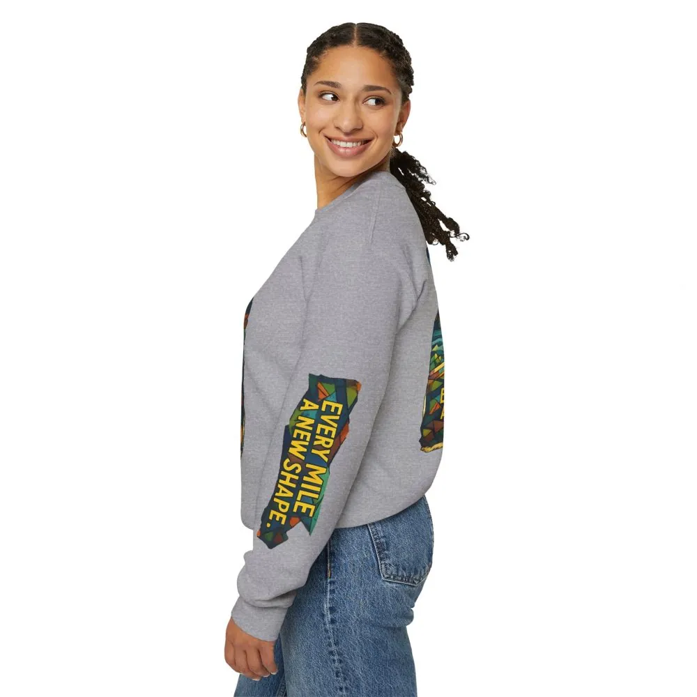 9238796406582522433_2048.jpeg Unisex Heavy Blend™ Crewneck Sweatshirt — "Every Mile A New Shape" Design Cubic-Line