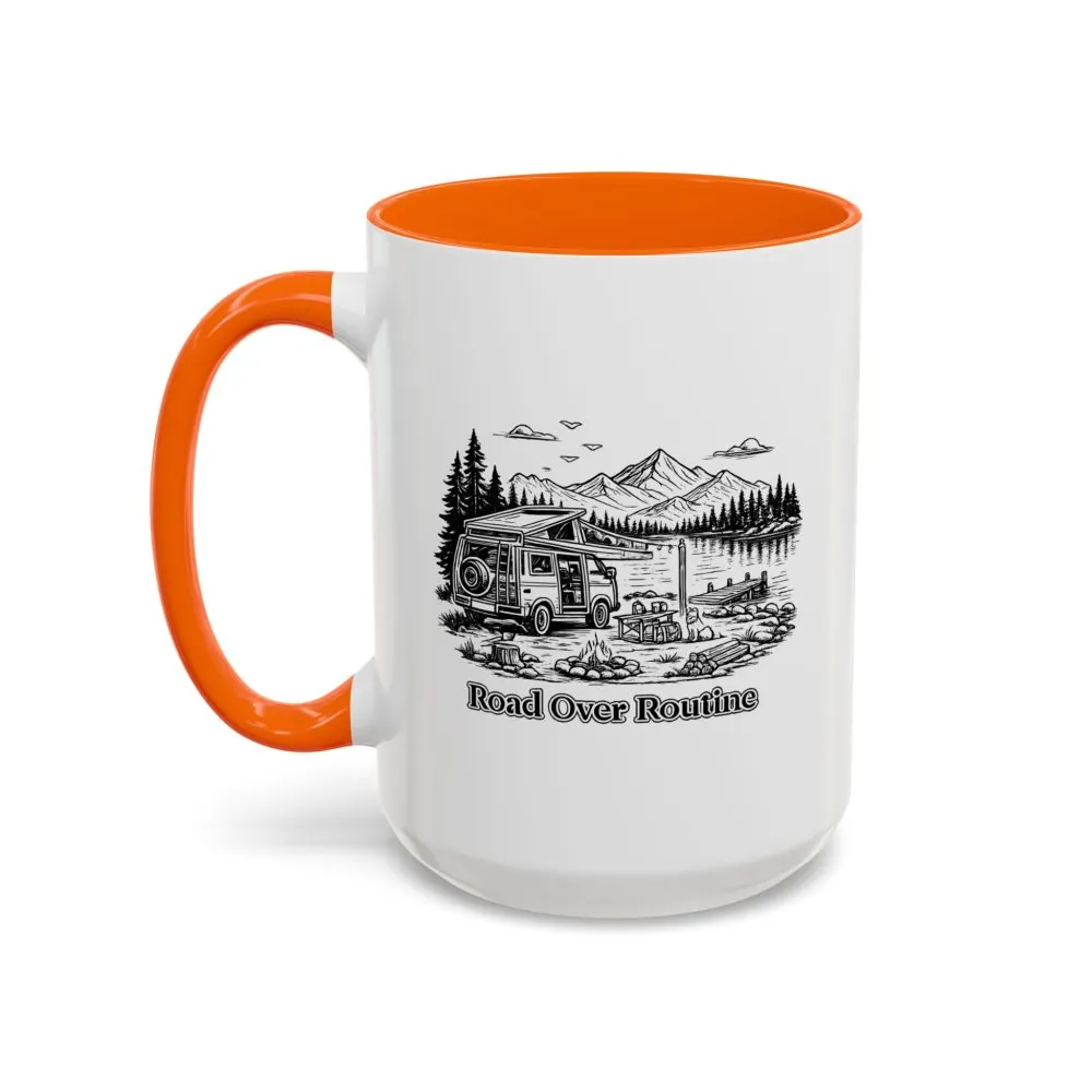 9238941875364801449_2048.jpeg Accent Coffee Mug (11, 15oz) — "Road Over Routine" Design Minimal-Line