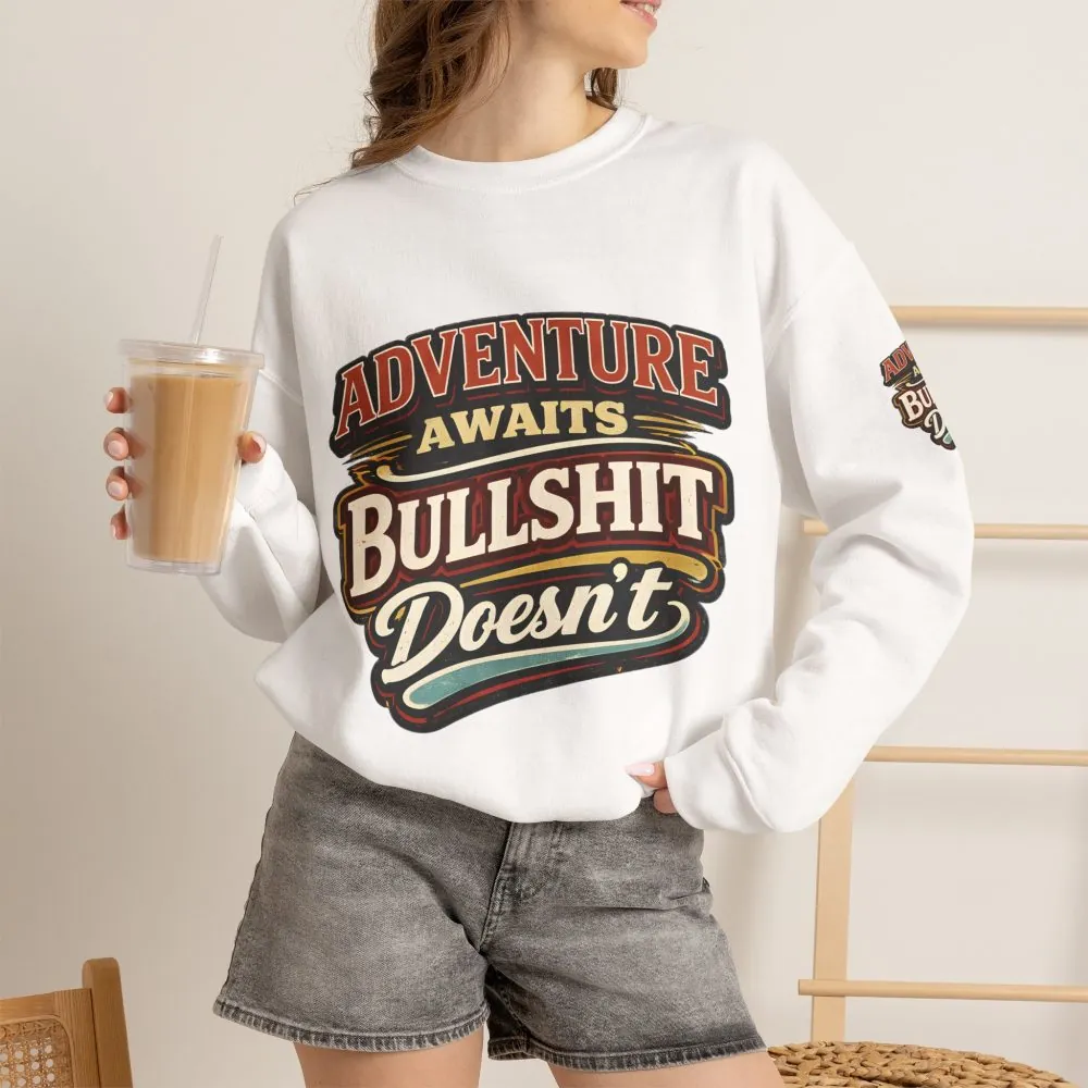 Unisex Heavy Blend™ Crewneck Sweatshirt — "Adventure Awaits" Design F**K-Line