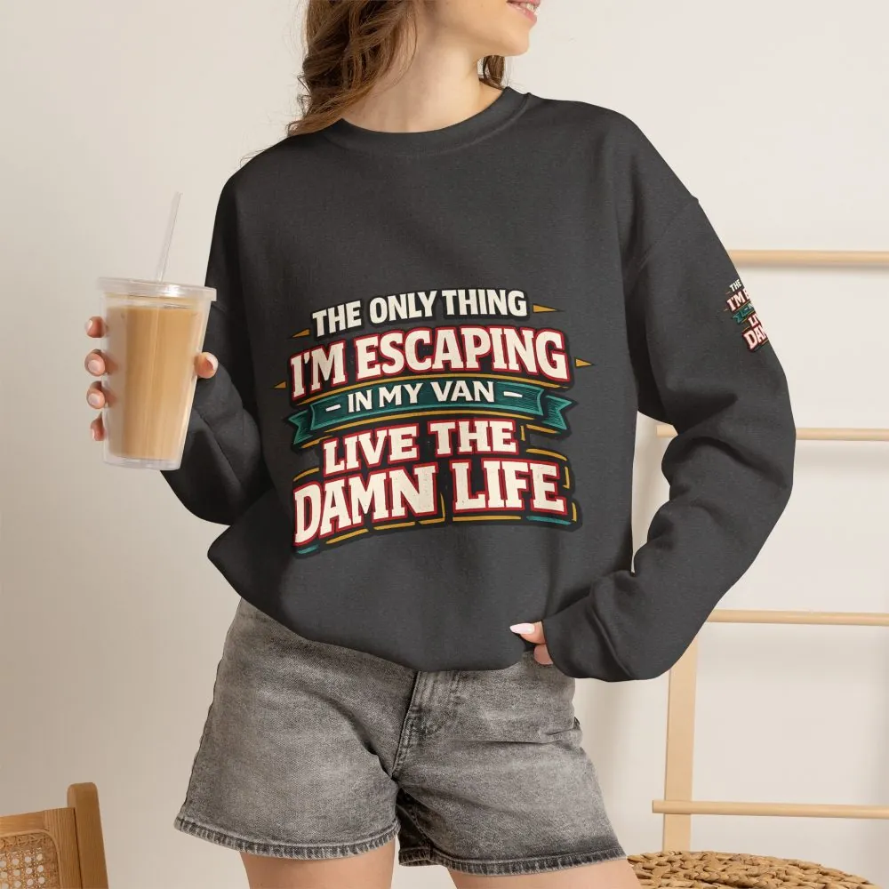 9244072603251822412_2048.jpeg Unisex Heavy Blend™ Crewneck Sweatshirt — "The Only Thing I´m Escaping" Design F**K-Line