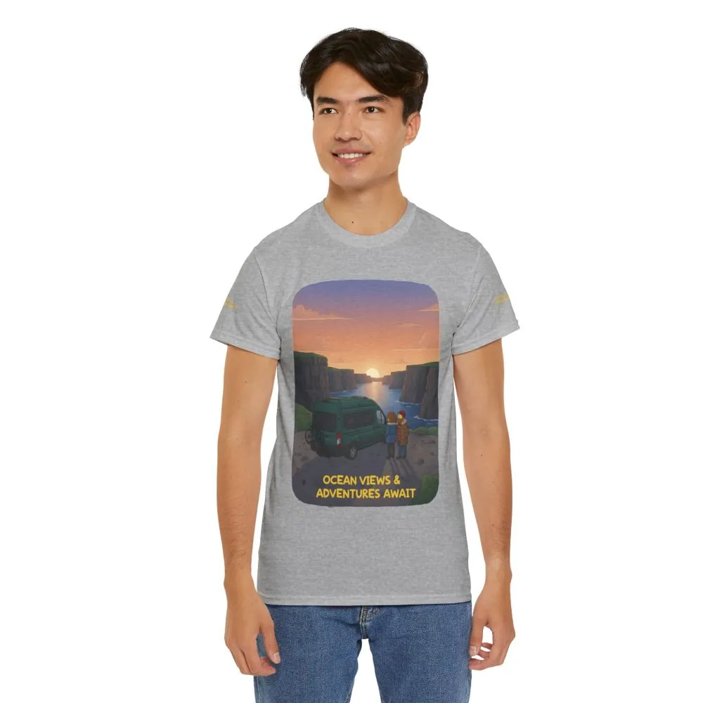 9252149871463277343_2048.jpeg Unisex Heavy Cotton Tee — "Ocean Views-Adventures Awaits" Design Sitcom-Line