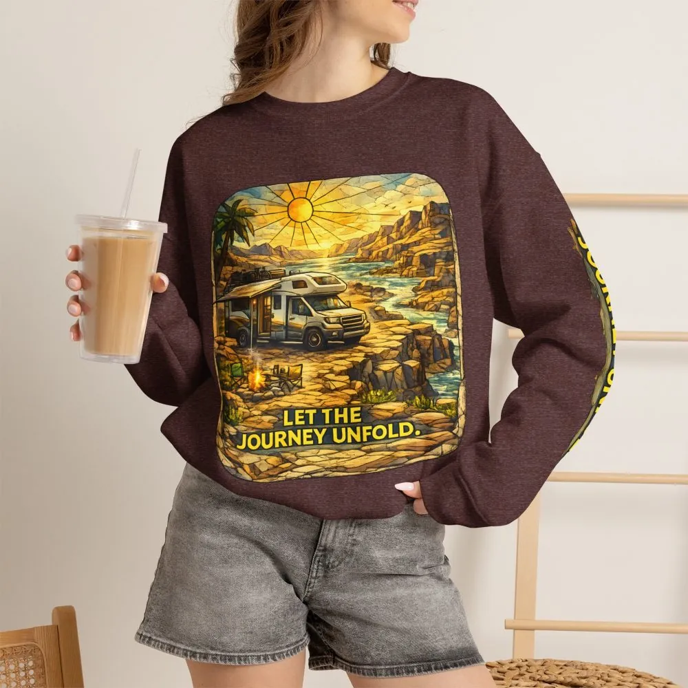 9256475473303091587_2048.jpeg Unisex Heavy Blend™ Crewneck Sweatshirt — "Let The Journey Unfold" Design Cubic-Line