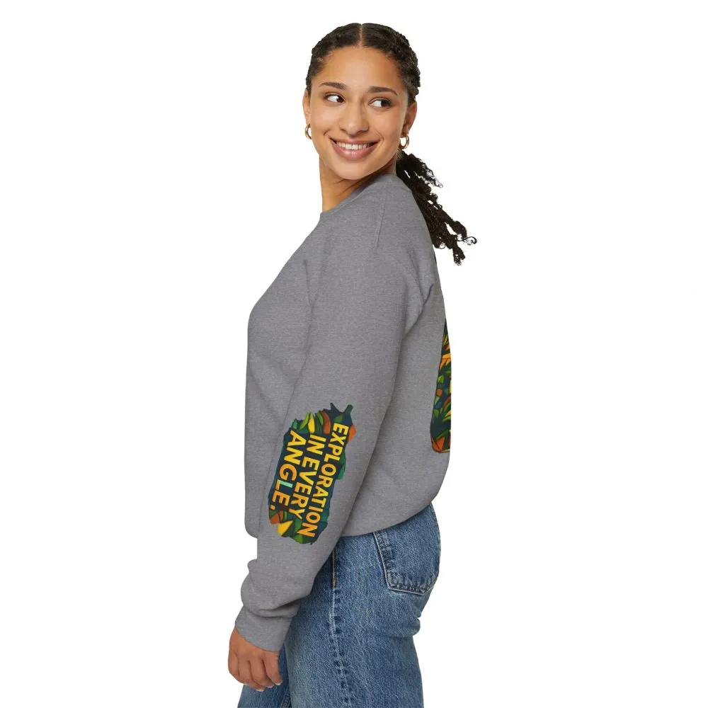 Unisex Heavy Blend™ Crewneck Sweatshirt — "Exploration In Every Angle" Design Cubic-Line