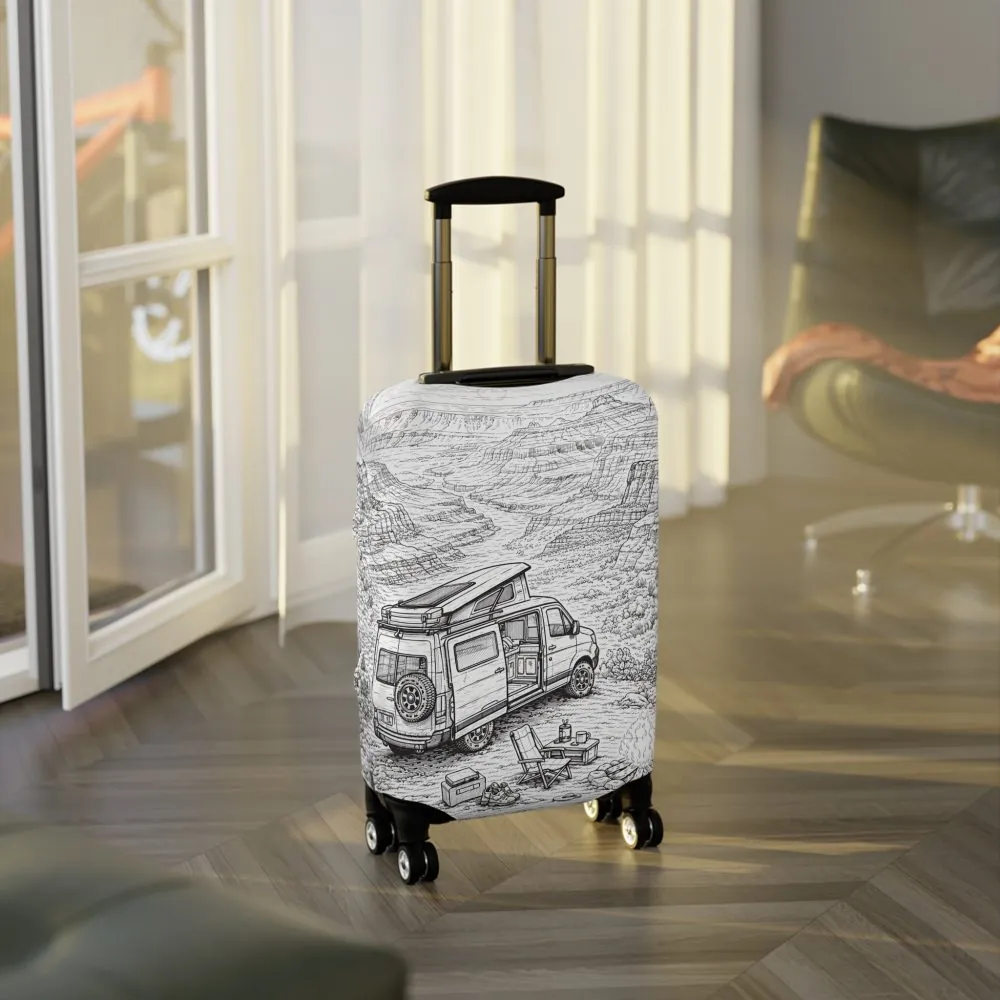 Luggage Cover — Adventure Camper Sketch Travel Suitcase