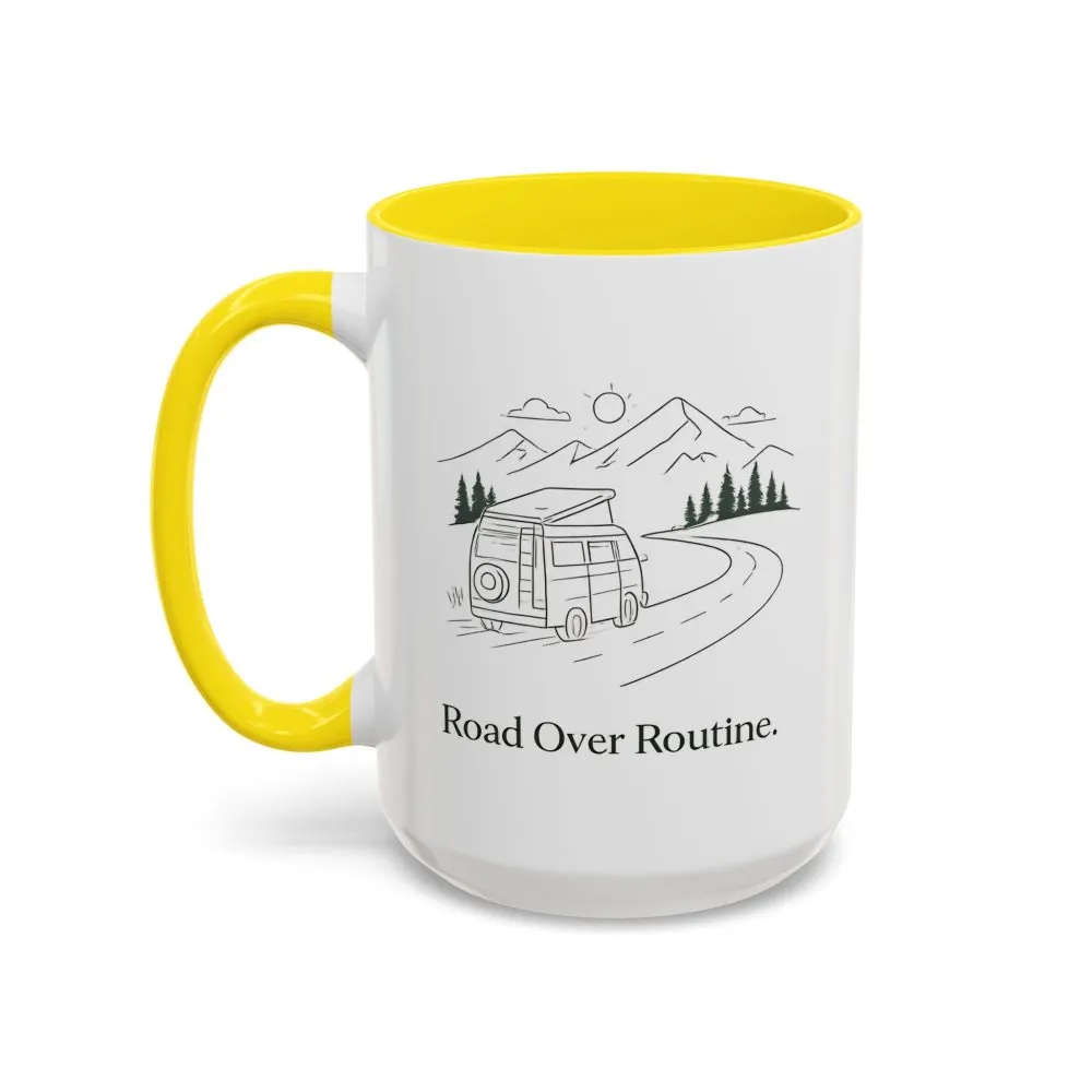 9271798352897213270_2048.jpeg Accent Coffee Mug (11, 15oz) — "Road Over Routine" Design Minimal-Line