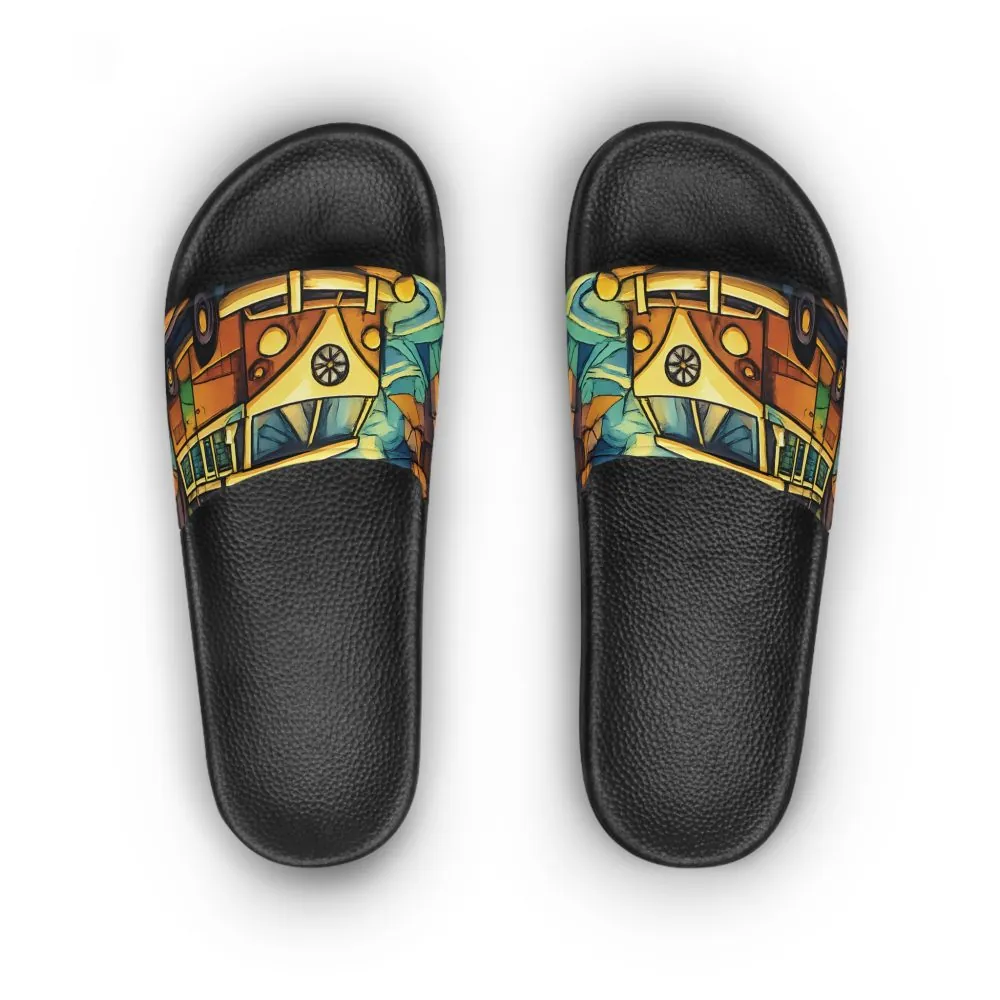 9275256260911373600_2048.jpeg Women's Slide Sandals - Vintage Camper Slides (Cubic-Line)