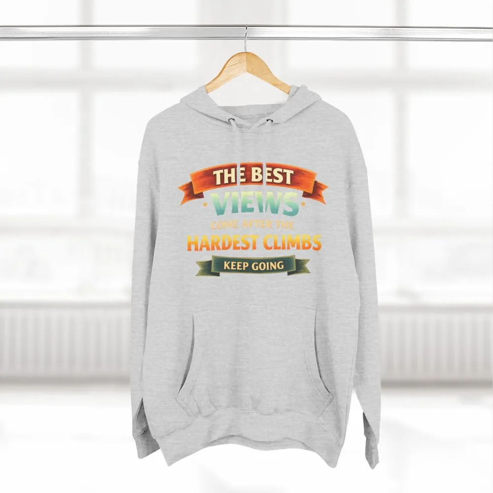 Three-Panel Fleece Hoodie - "The Best Views" Design Scenic-Line