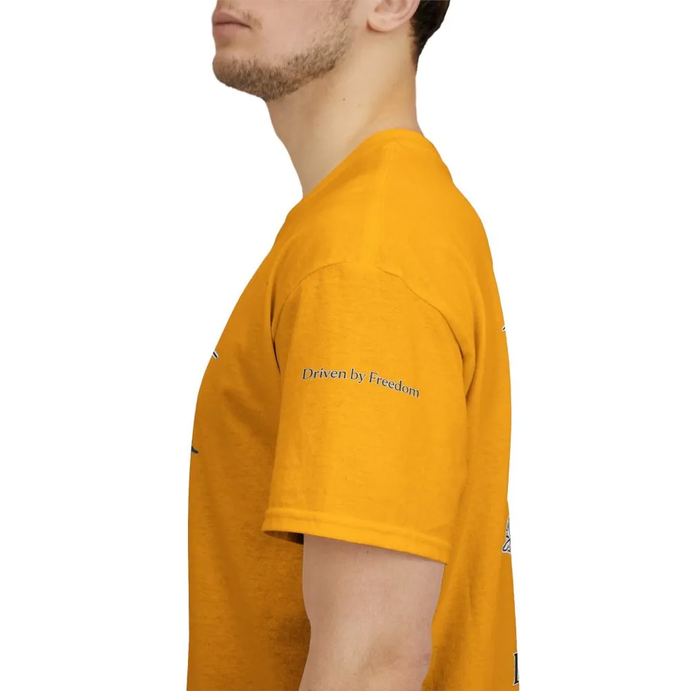 Unisex Heavy Cotton Tee — "Driven By Freedom" Design Minimal-Line