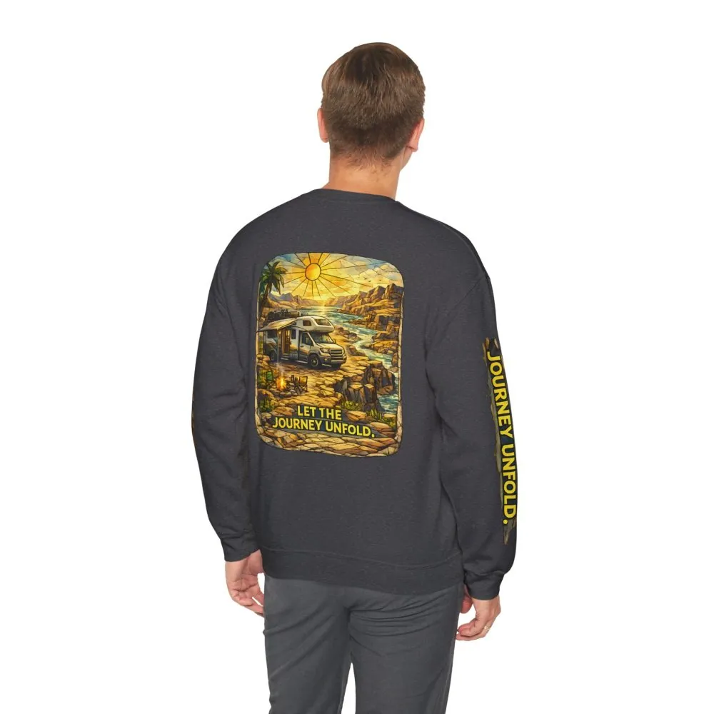 9302497129690998280_2048.jpeg Unisex Heavy Blend™ Crewneck Sweatshirt — "Let The Journey Unfold" Design Cubic-Line