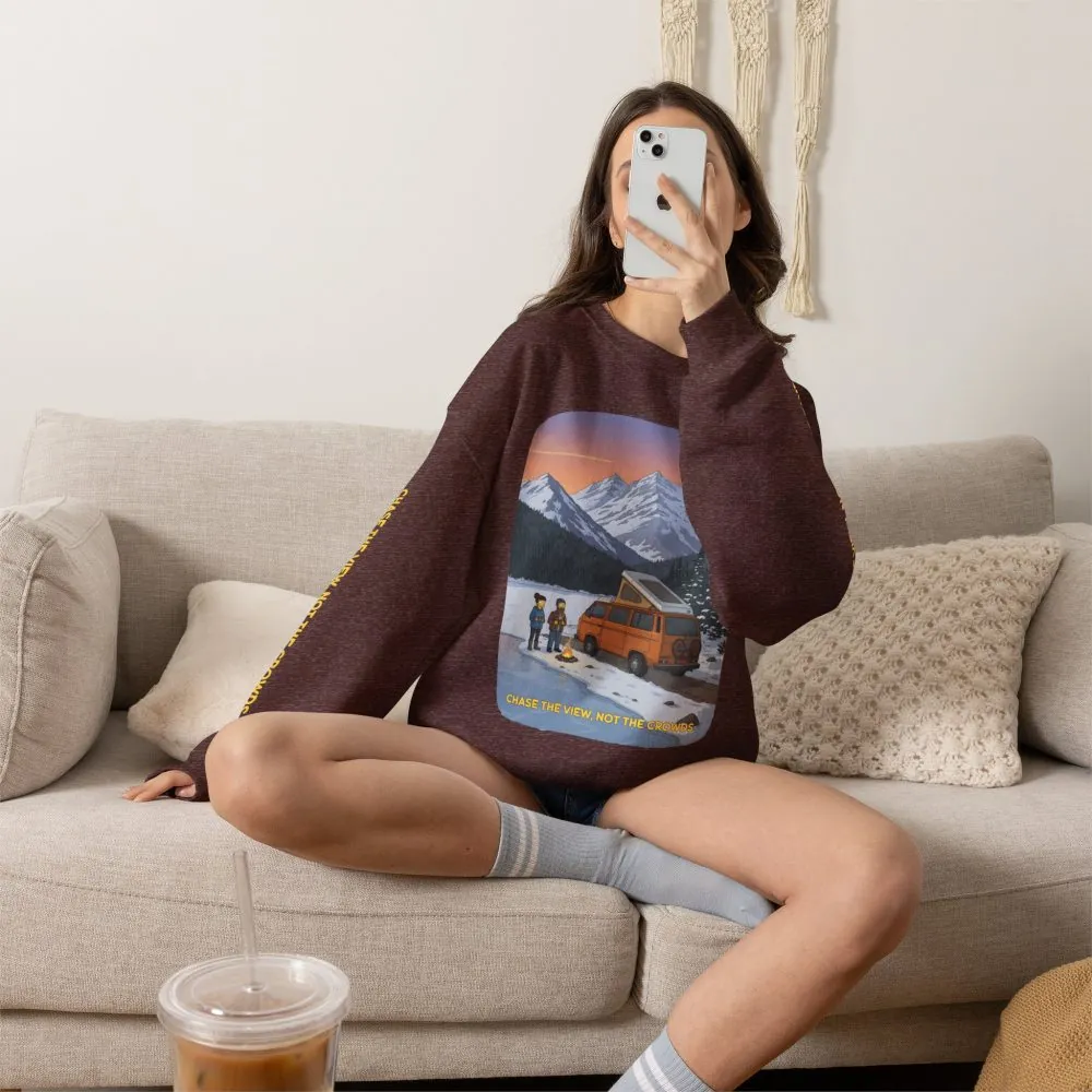 Unisex Heavy Blend™ Crewneck Sweatshirt — "Chase The Views-Not The Crowds"" Design Sitcom-Line