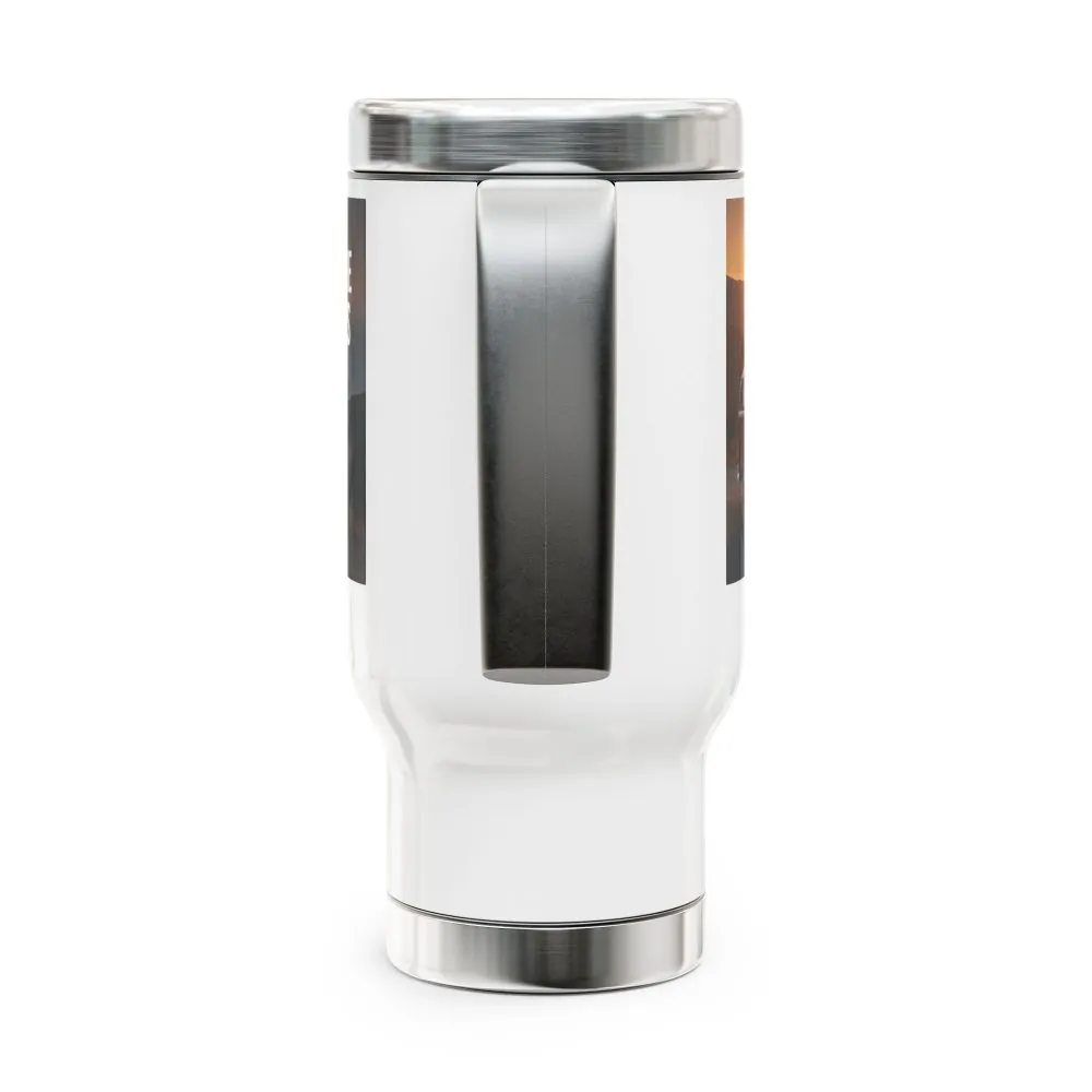 Stainless Steel Travel Mug with Handle, 14oz – "Home Is Where The Adventure Is"