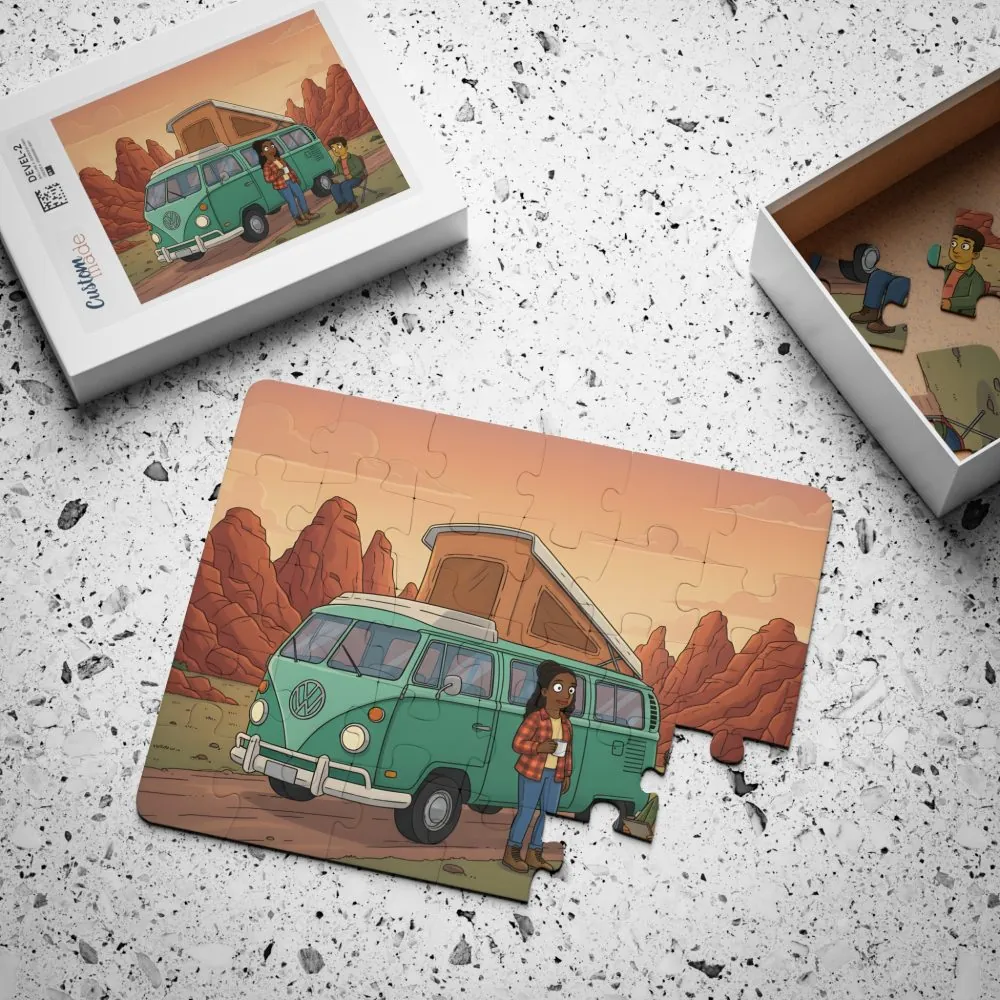 Kids' 30‑Piece Camping Puzzle — Retro Camper Road Trip Scene