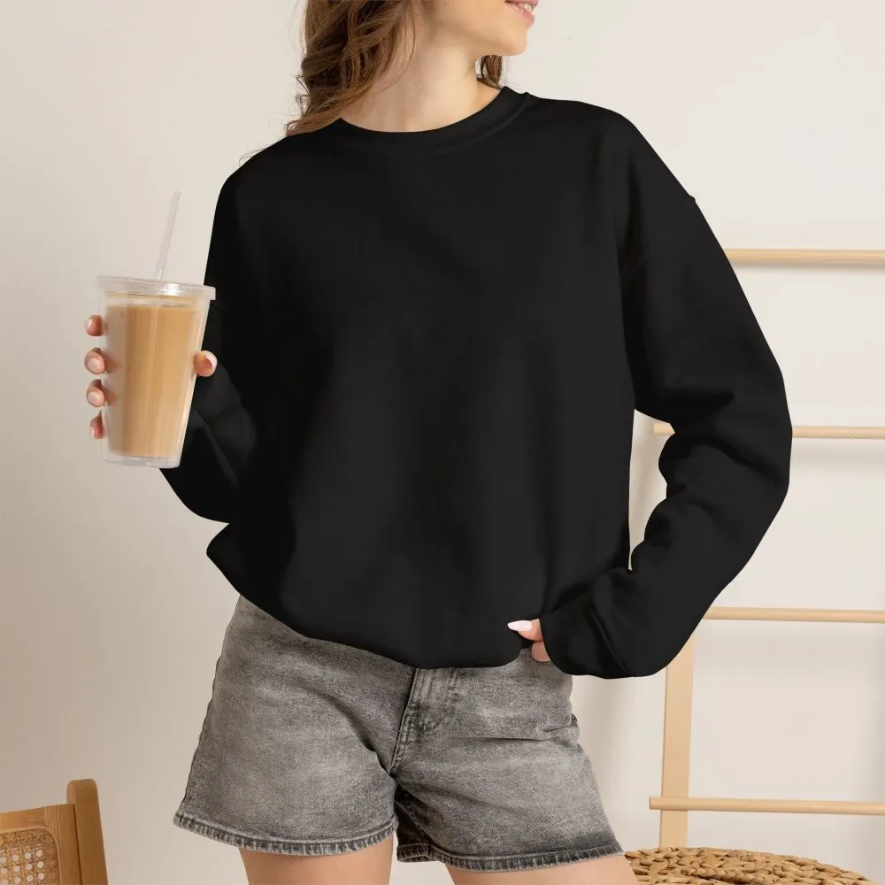 Crewneck Sweatshirt — "Adventure Awaits-Go Where You Feel Most Alive" (Only Back printed) Vintage Camper Van Outdoor Graphic