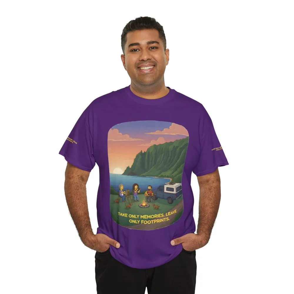 Unisex Heavy Cotton Tee — "Take Only Memories-Leave Only Footprints" Design Sitcom-Line