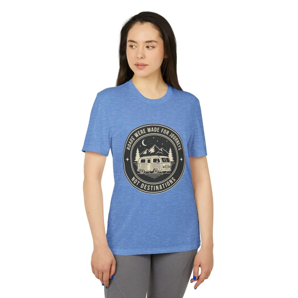 T-Shirt(Adidas) — 'ROAD WHERE MADE FOR JOURNEYS-NOT DESTINATIONS' (font + back printed) Brand Adidas