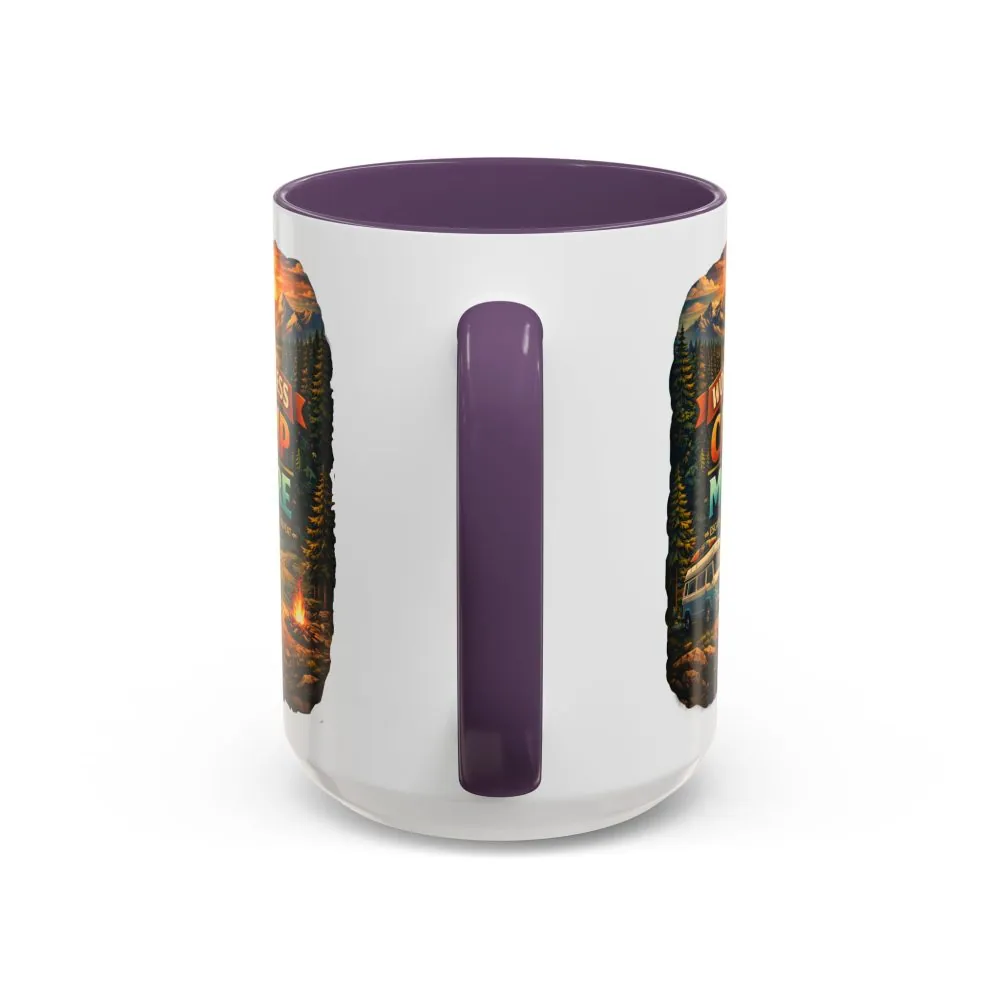 Accent Coffee Mug (11, 15oz) — "Work Less-Camp More" Design Scenic-Line