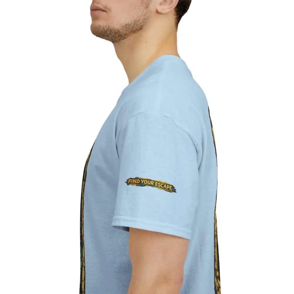 Unisex Heavy Cotton Tee — "Find Your Escape" Design Cubic-Line