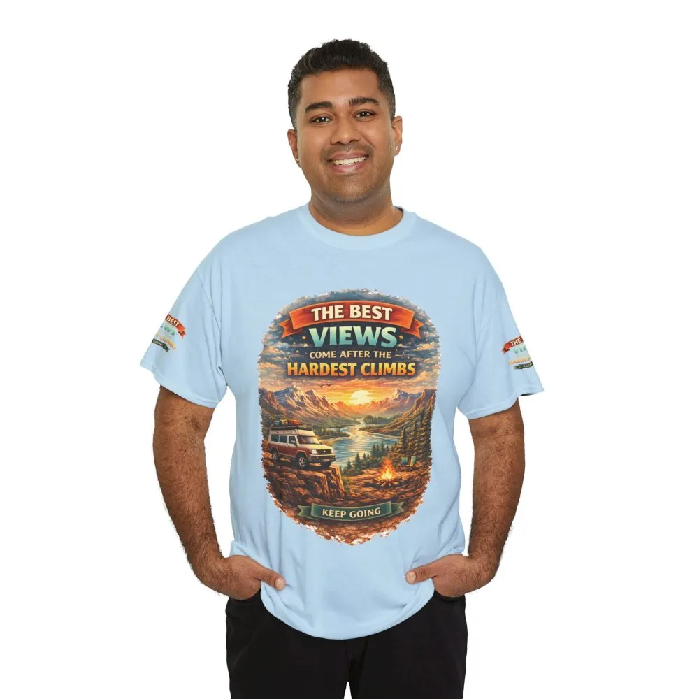 Unisex Heavy Cotton Tee — "The Best Views" Design Scenic-Line