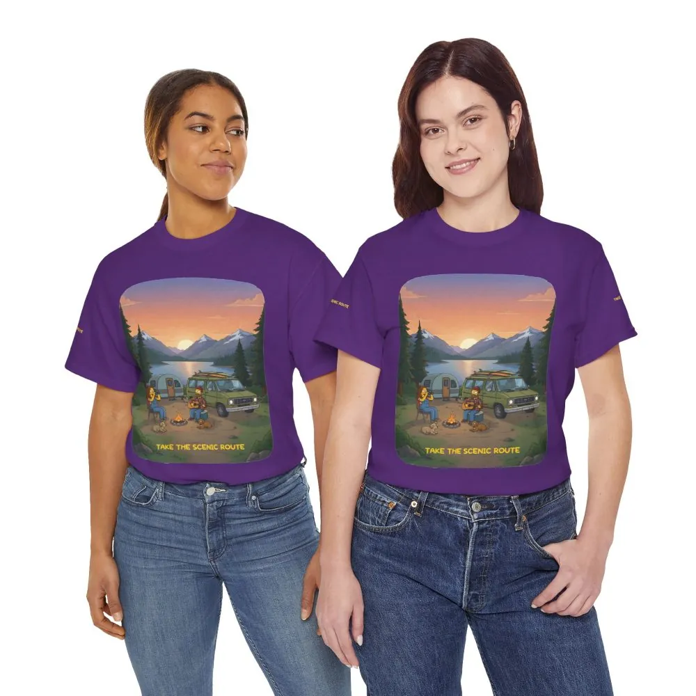 Unisex Heavy Cotton Tee — "Take The Scenic Route" Design Sitcom-Line