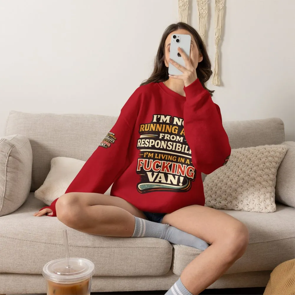 Unisex Heavy Blend™ Crewneck Sweatshirt — "I`m Not running Away" Design F**K-Line