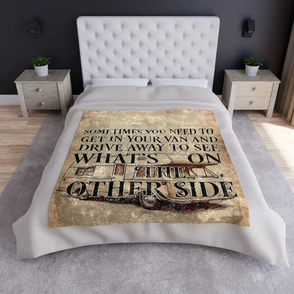 Crushed Velvet Blanket – "Sometimes You Need to Get in Your Van and Drive Away" Cozy Throw