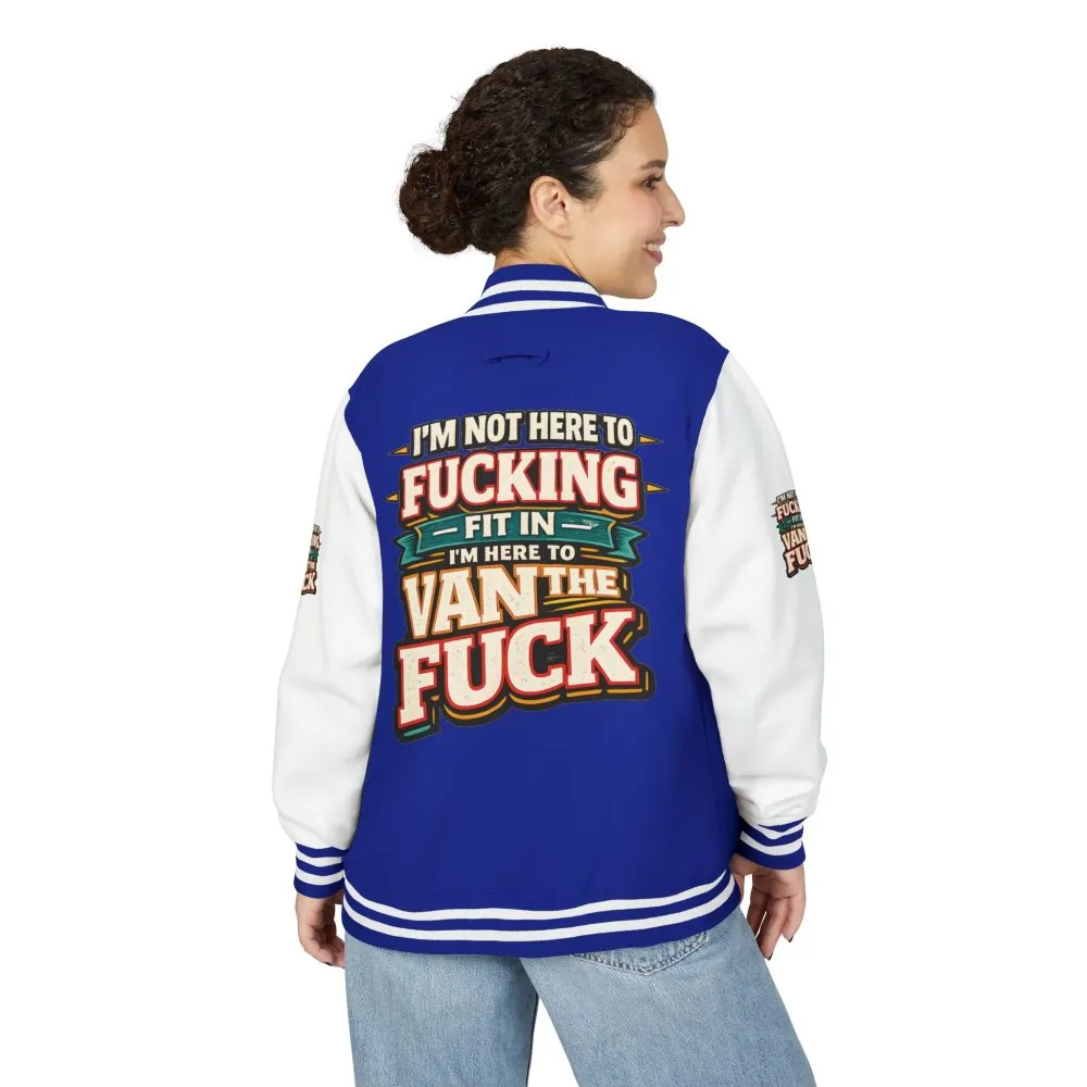 Unisex Heavyweight Letterman Jacket — "I´m Not Here To Fucking Fit In" Design F**K-Line