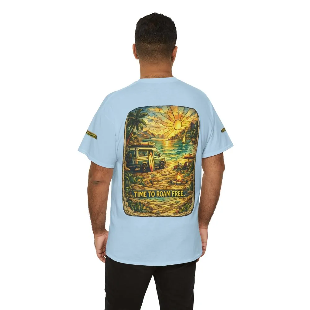 9368422726191937661_2048.jpeg Unisex Heavy Cotton Tee — "Time To Roam Free" Design Cubic-Line