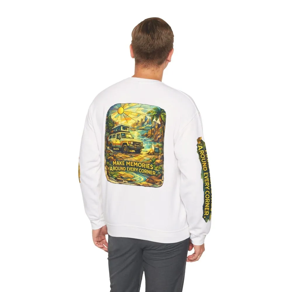 9370023946918878116_2048.jpeg Unisex Heavy Blend™ Crewneck Sweatshirt — "Make Memories Around Every Corner" Design Cubic-Line