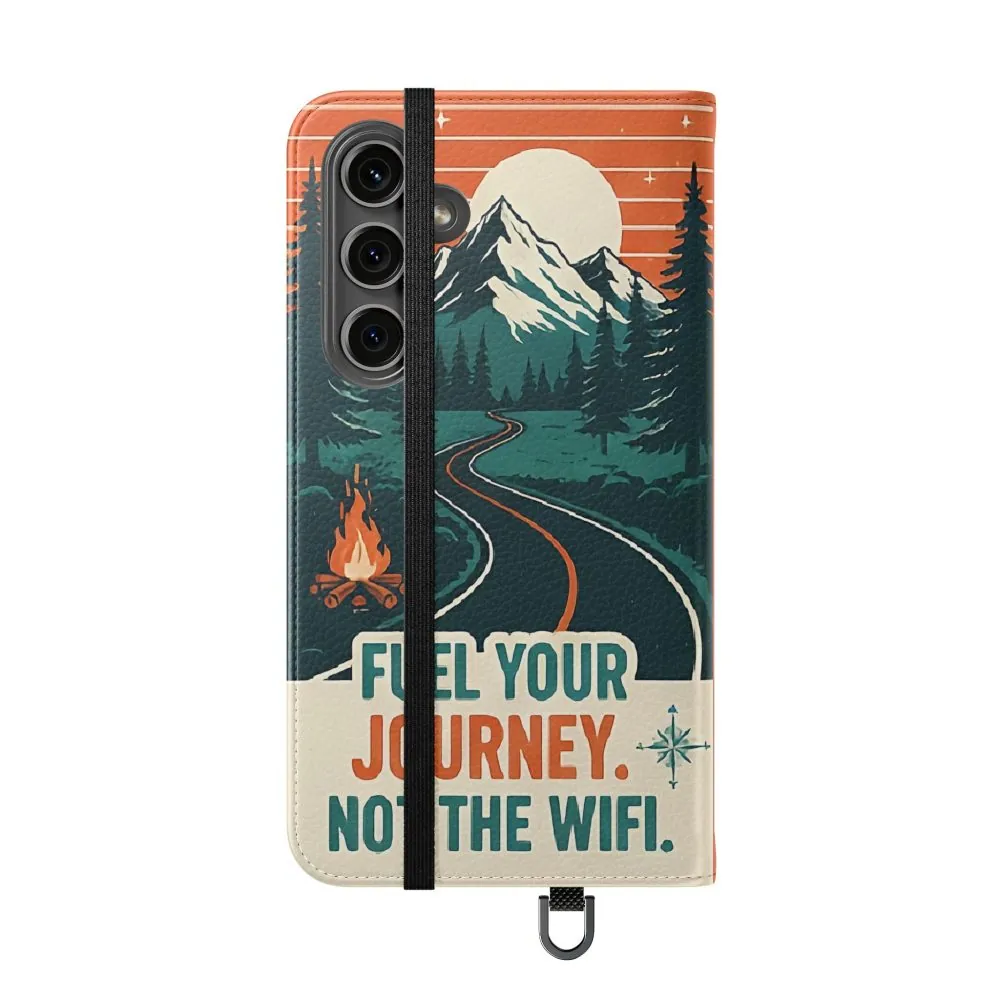 Flip Phone Case — "Adventure Awaits, Fuel Your Journey, Not the WiFi" Wallet Cover