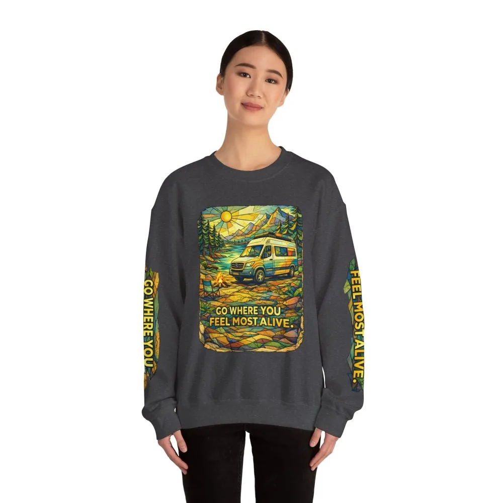 9376108783132867601_2048.jpeg Unisex Heavy Blend™ Crewneck Sweatshirt — "Go Where You Feel Most Alive" Design Cubic-Line