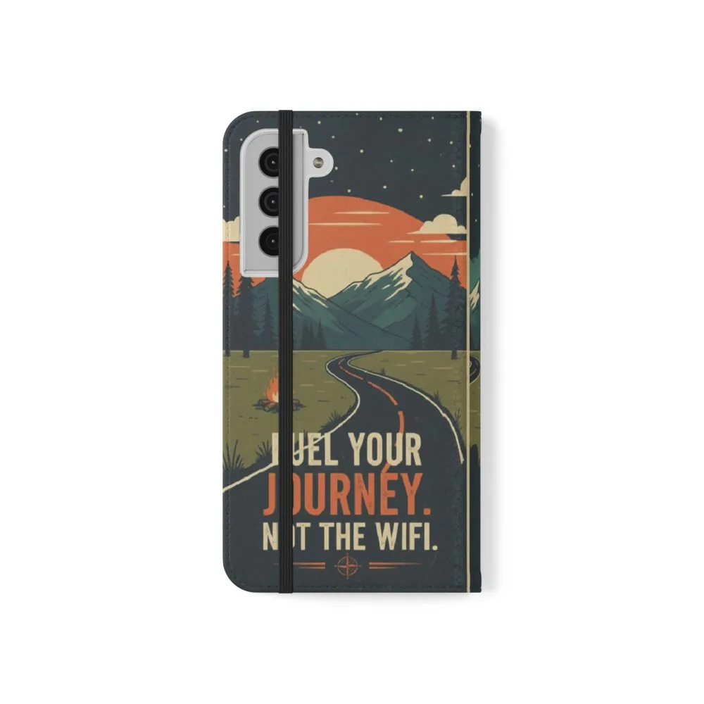 Flip Phone Case — "Fuel Your Journey, Not the Wifi" Wallet Cover