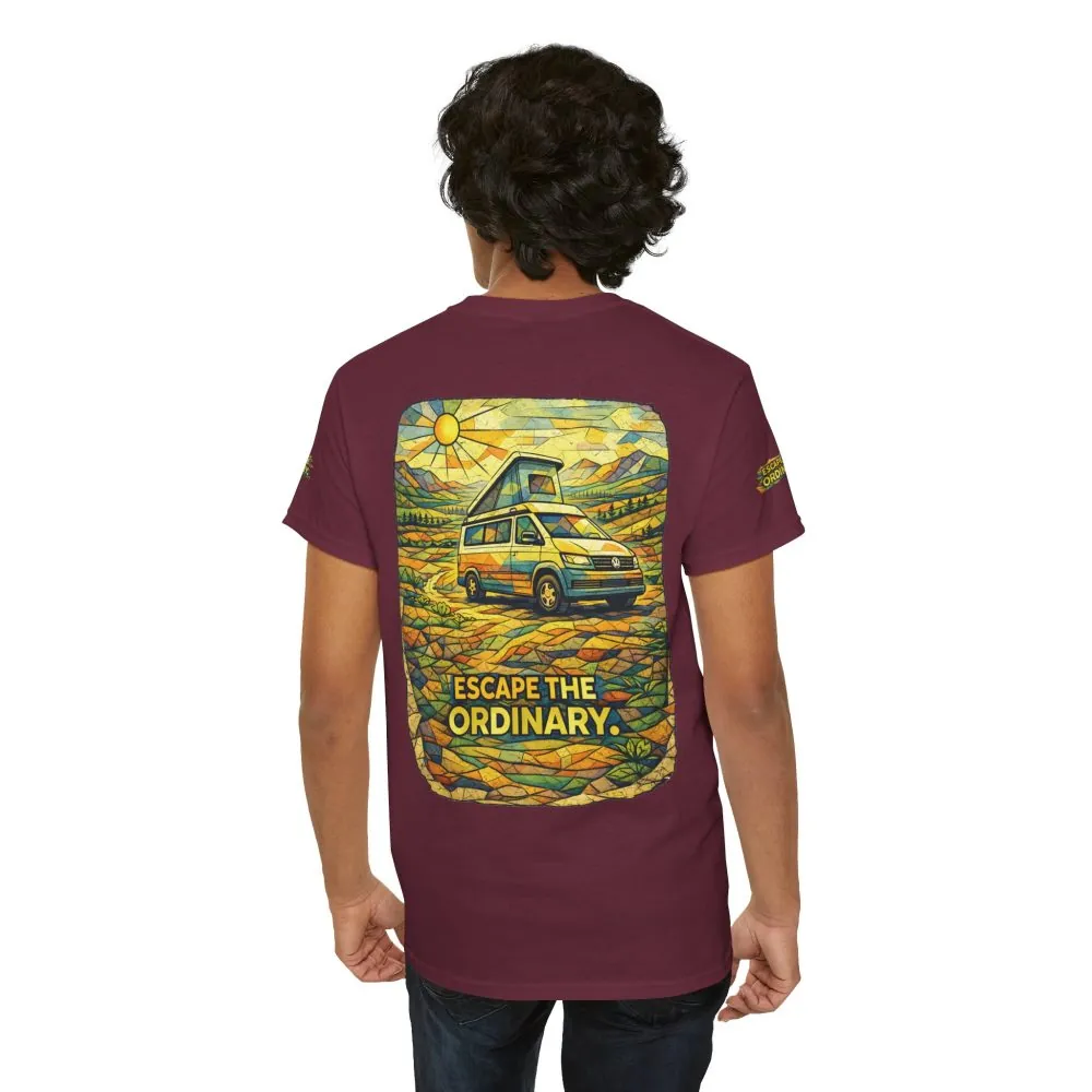 Unisex Heavy Cotton Tee — "Escape The Ordinary" Design Cubic-Line