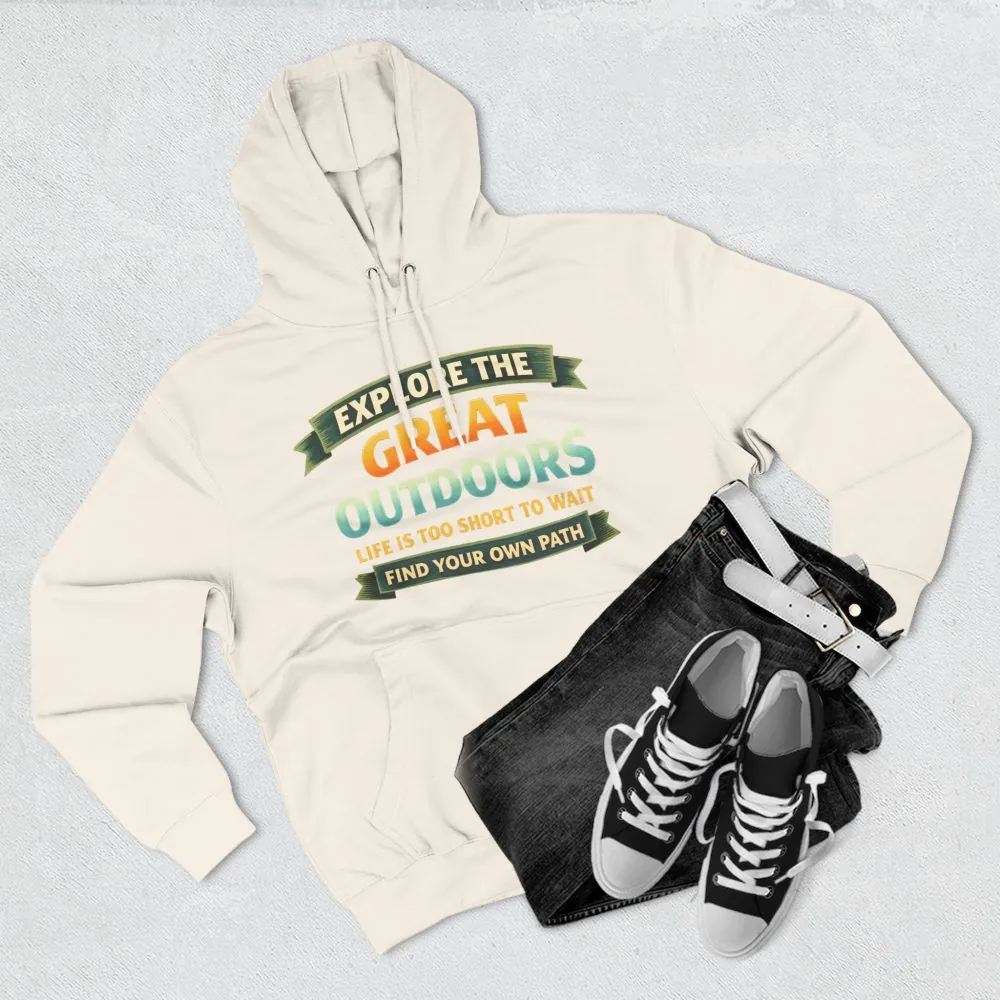 Three-Panel Fleece Hoodie - "Explore The Great Outdoors" Design Scenic-Line