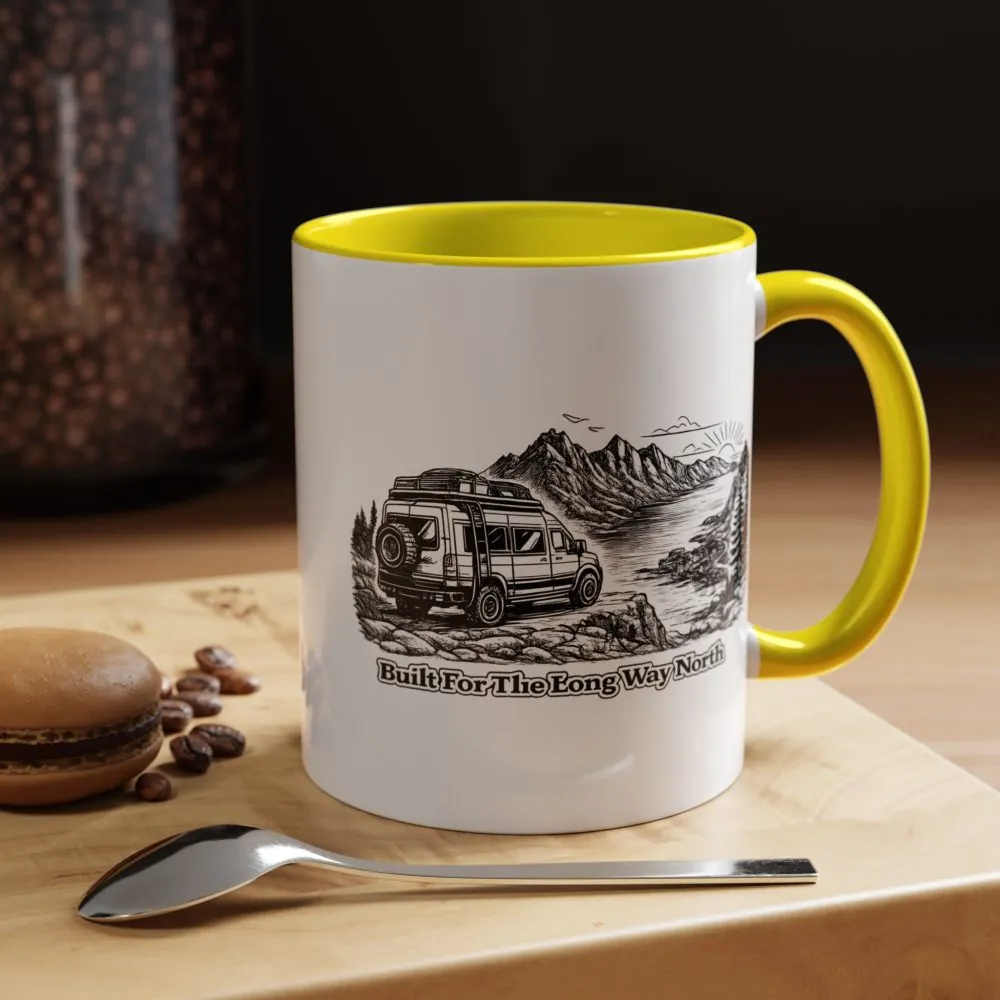 Accent Coffee Mug (11, 15oz) — "Built For The Long Way North" Design Minimal-Line