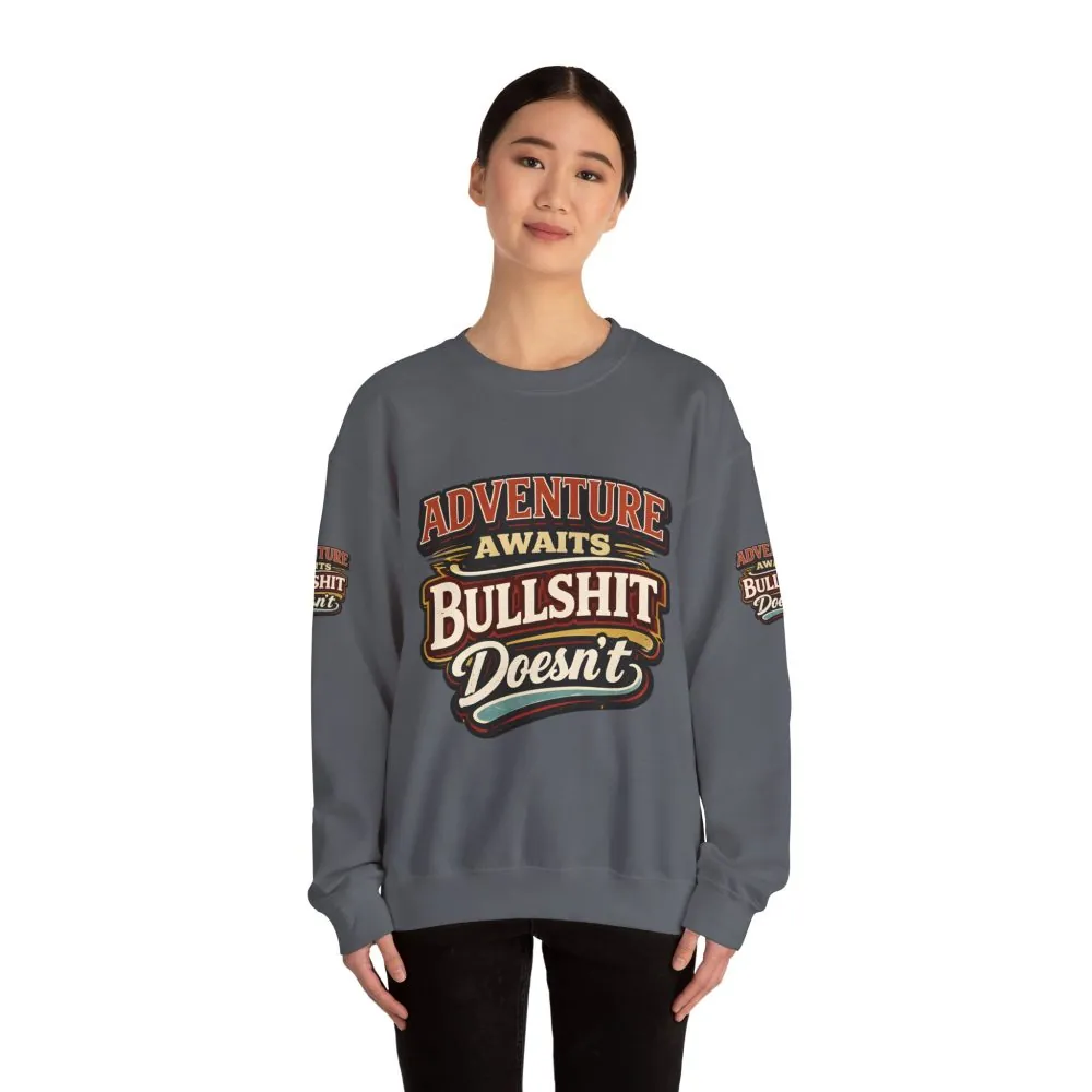 Unisex Heavy Blend™ Crewneck Sweatshirt — "Adventure Awaits" Design F**K-Line
