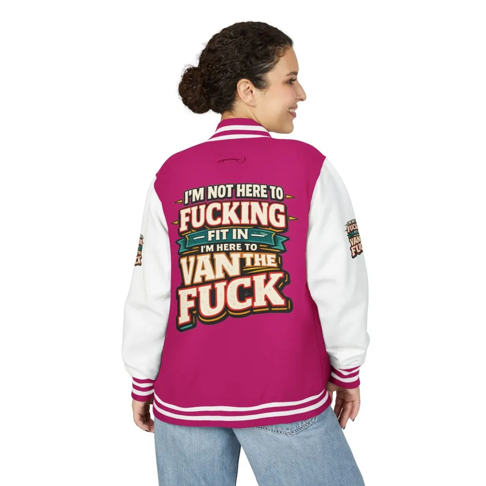 Unisex Heavyweight Letterman Jacket — "I´m Not Here To Fucking Fit In" Design F**K-Line