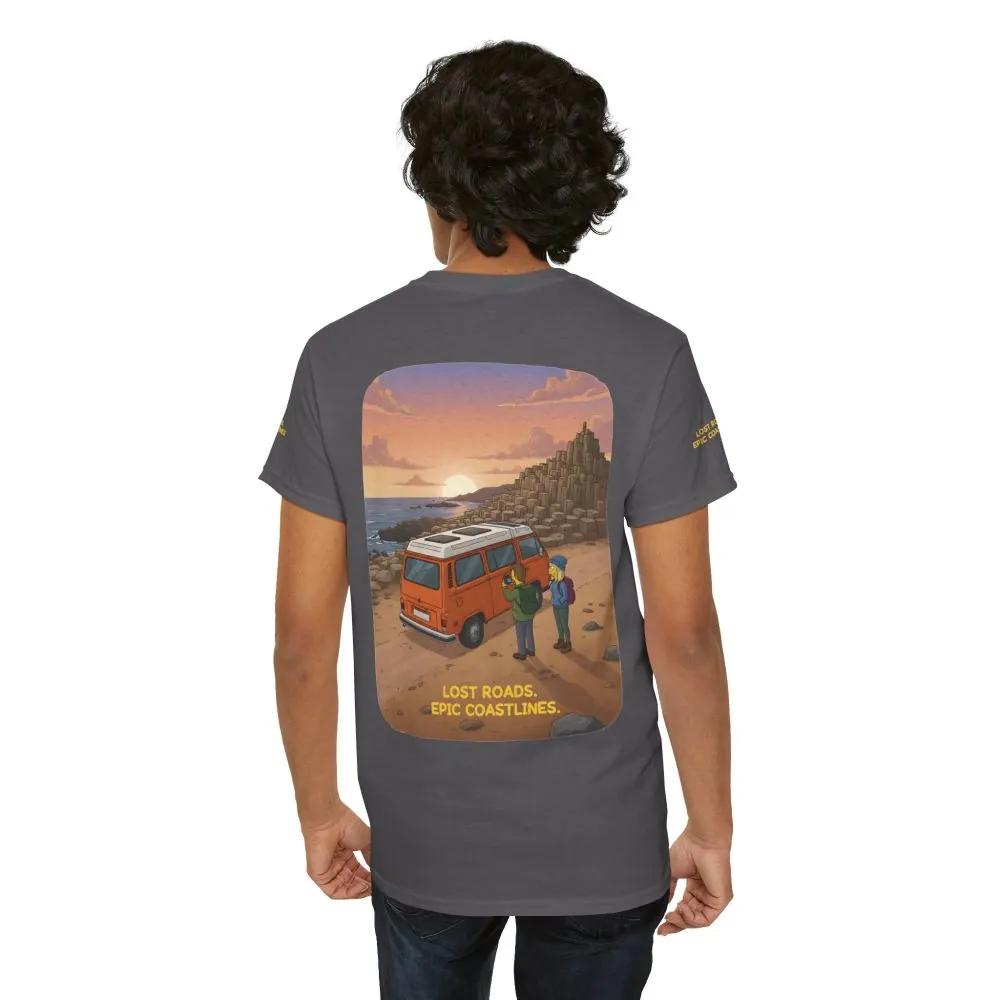Unisex Heavy Cotton Tee — "Lost Roads Epic Coastlines" Design Sitcom-Line