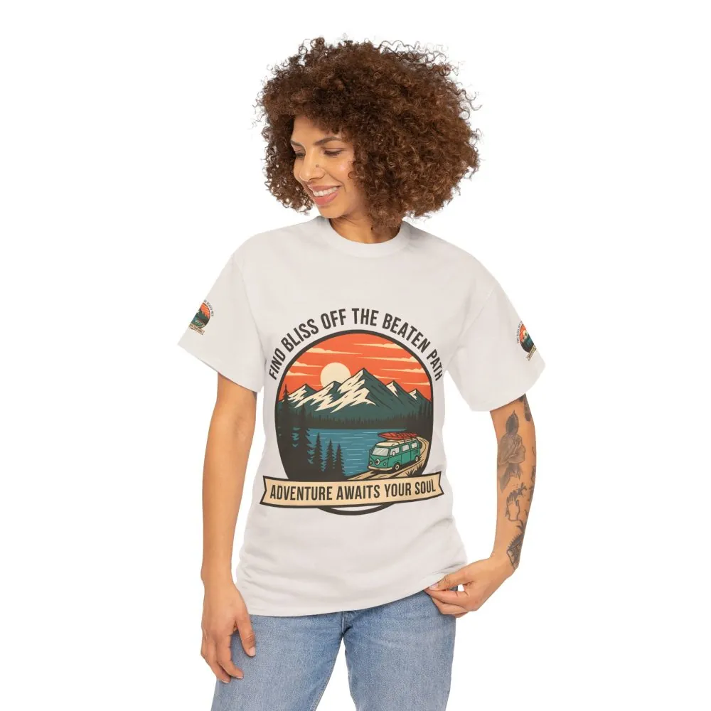 940769263136281643_2048.jpeg Unisex Heavy Cotton Tee — "Find Bliss Off the Beaten Path" Mountain & Camper T‑Shirt