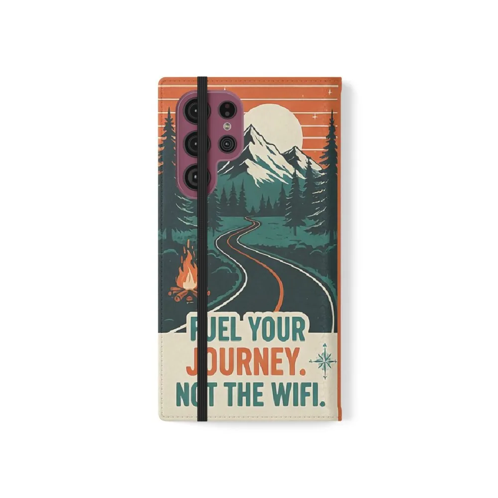 Flip Phone Case — "Adventure Awaits, Fuel Your Journey, Not the WiFi" Wallet Cover