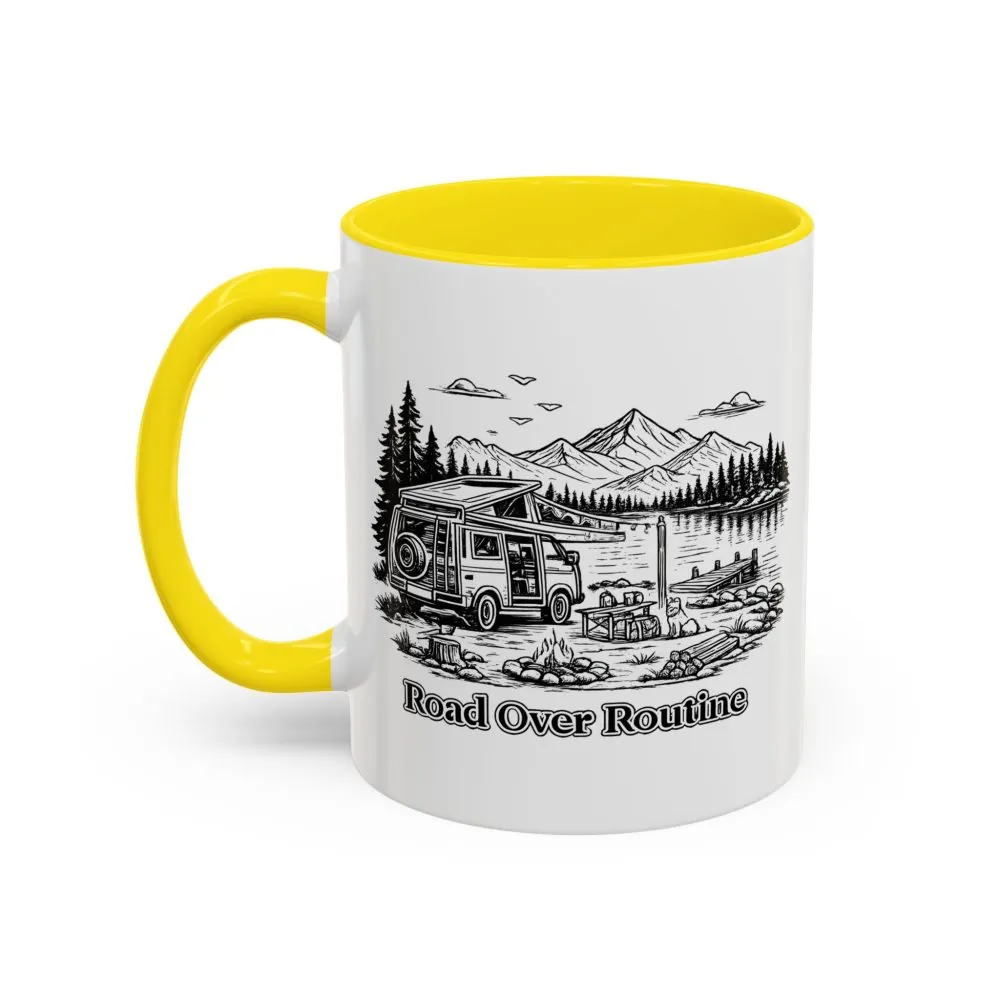 9413847510768589213_2048.jpeg Accent Coffee Mug (11, 15oz) — "Road Over Routine" Design Minimal-Line