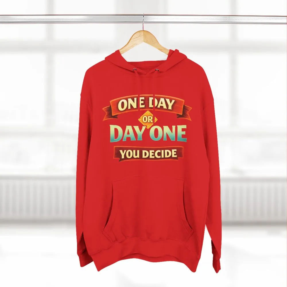 Three-Panel Fleece Hoodie - "One Day Or Day One" Design Scenic-Line