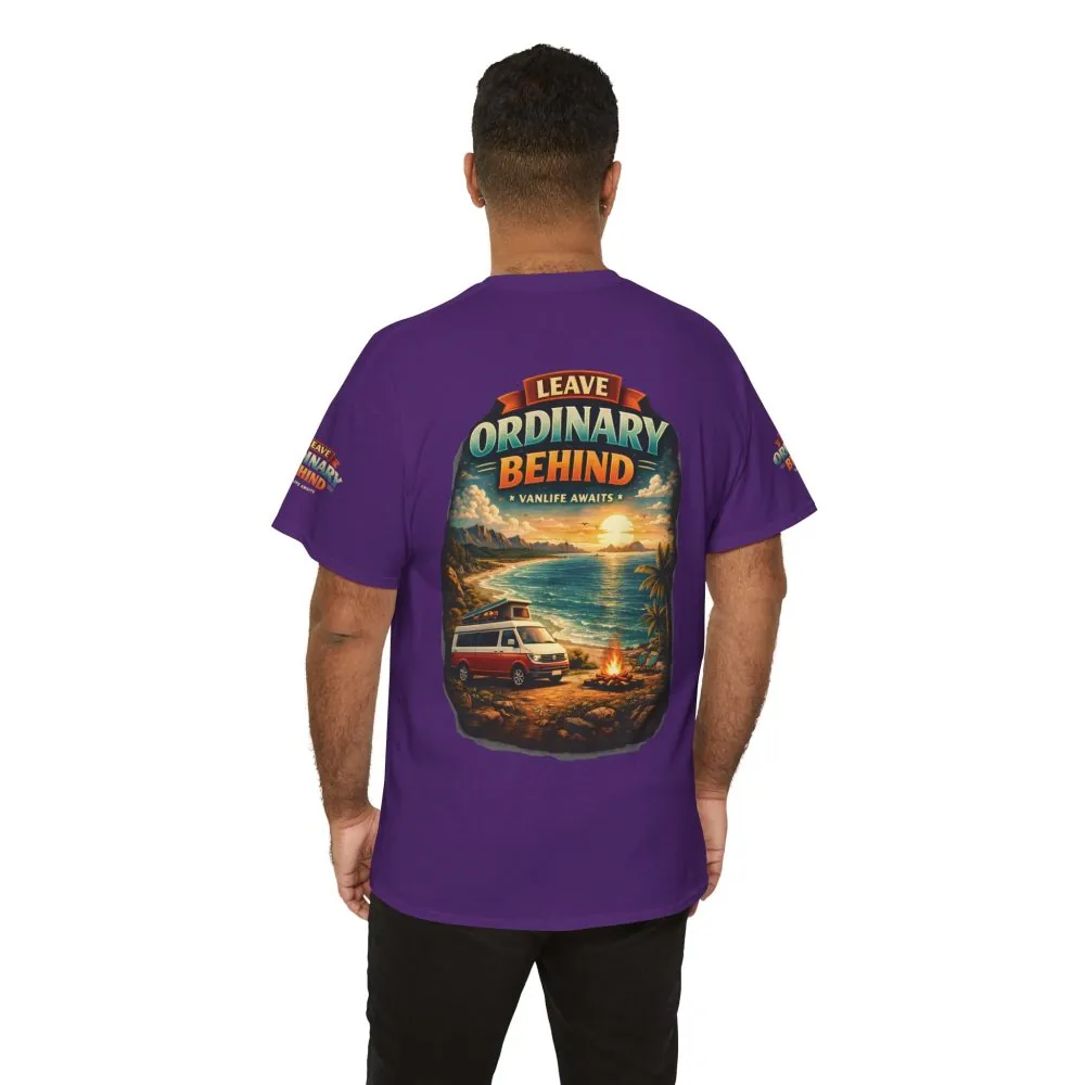 Unisex Heavy Cotton Tee — "Leave Ordinary Behind" Design Scenic-Line