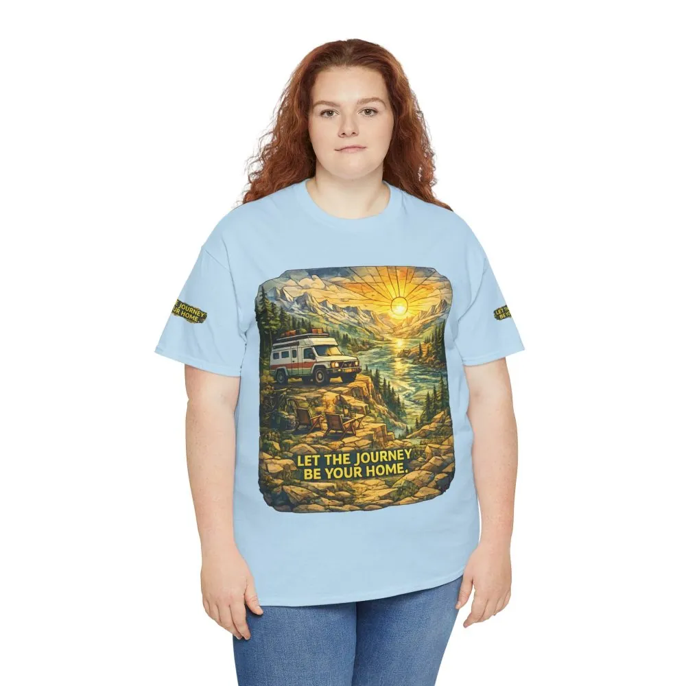 Unisex Heavy Cotton Tee — "Let The Journey Be Your Home" Design Cubic-Line