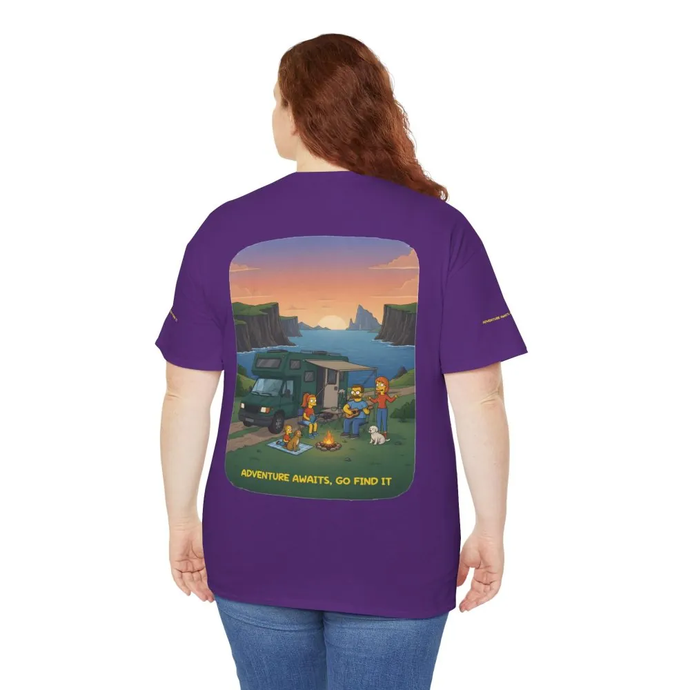 Unisex Heavy Cotton Tee — "Adventure Awaits-Go Find It" Design Sitcom-Line