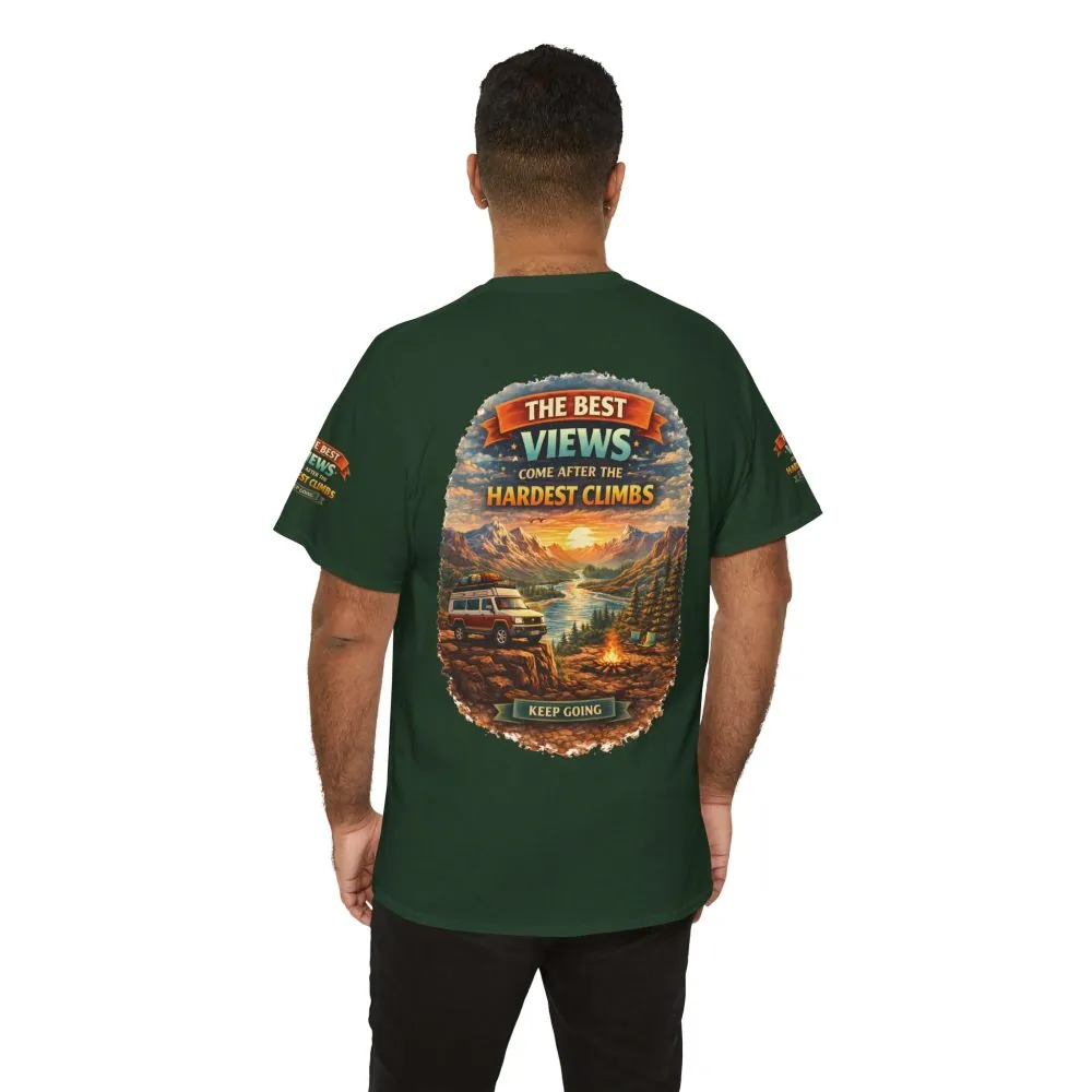 Unisex Heavy Cotton Tee — "The Best Views" Design Scenic-Line