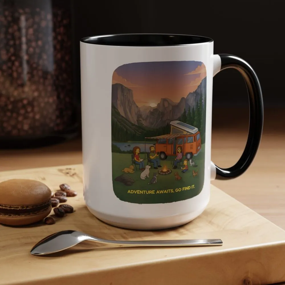Accent Coffee Mug (11, 15oz) — "Adventure Awaits-Go Find It"" Design Sitcom-Line
