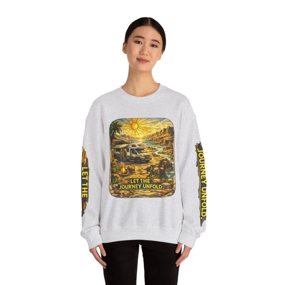 9436136907450140990_2048.jpeg Unisex Heavy Blend™ Crewneck Sweatshirt — "Let The Journey Unfold" Design Cubic-Line
