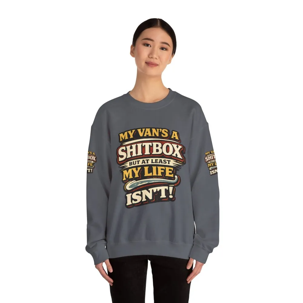 Unisex Heavy Blend™ Crewneck Sweatshirt — "My Van`s A Shitbox" Design F**K-Line